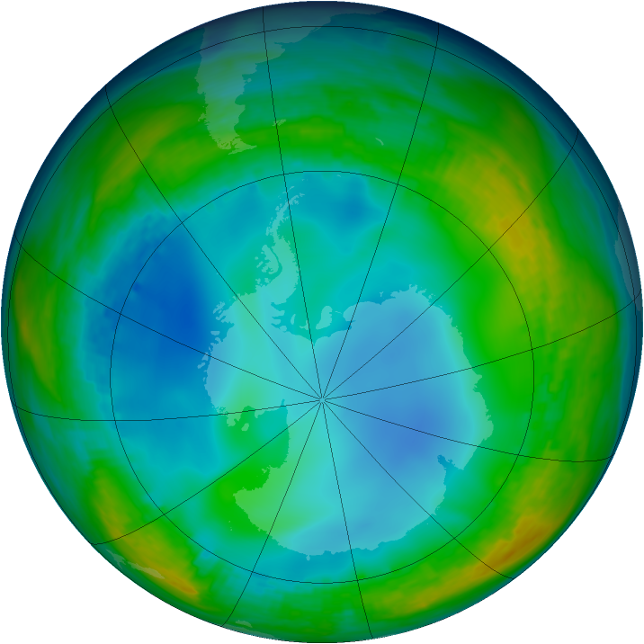 Antarctic ozone map for 18 June 1992